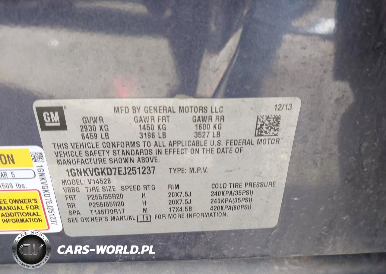 2014 Chevrolet Traverse 1Lt VIN:1GNKVGKD7EJ251237 - 9