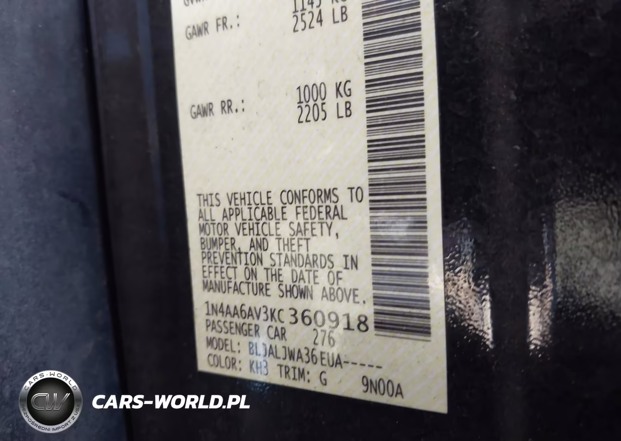 2019 Nissan Maxima 3.5 Sv VIN:1N4AA6AV3KC360918 - 9