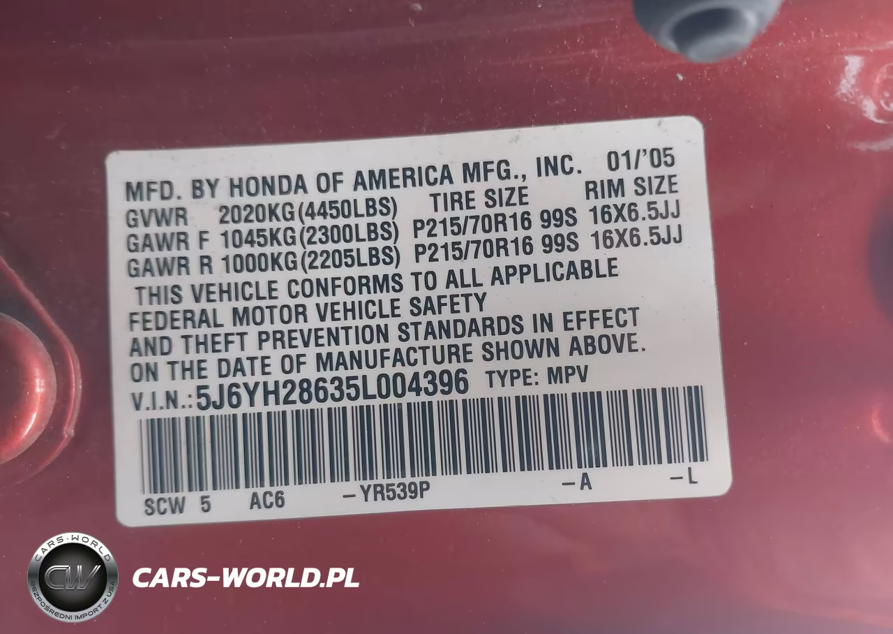 2005 Honda Element Ex VIN:5J6YH28635L004396 - 9
