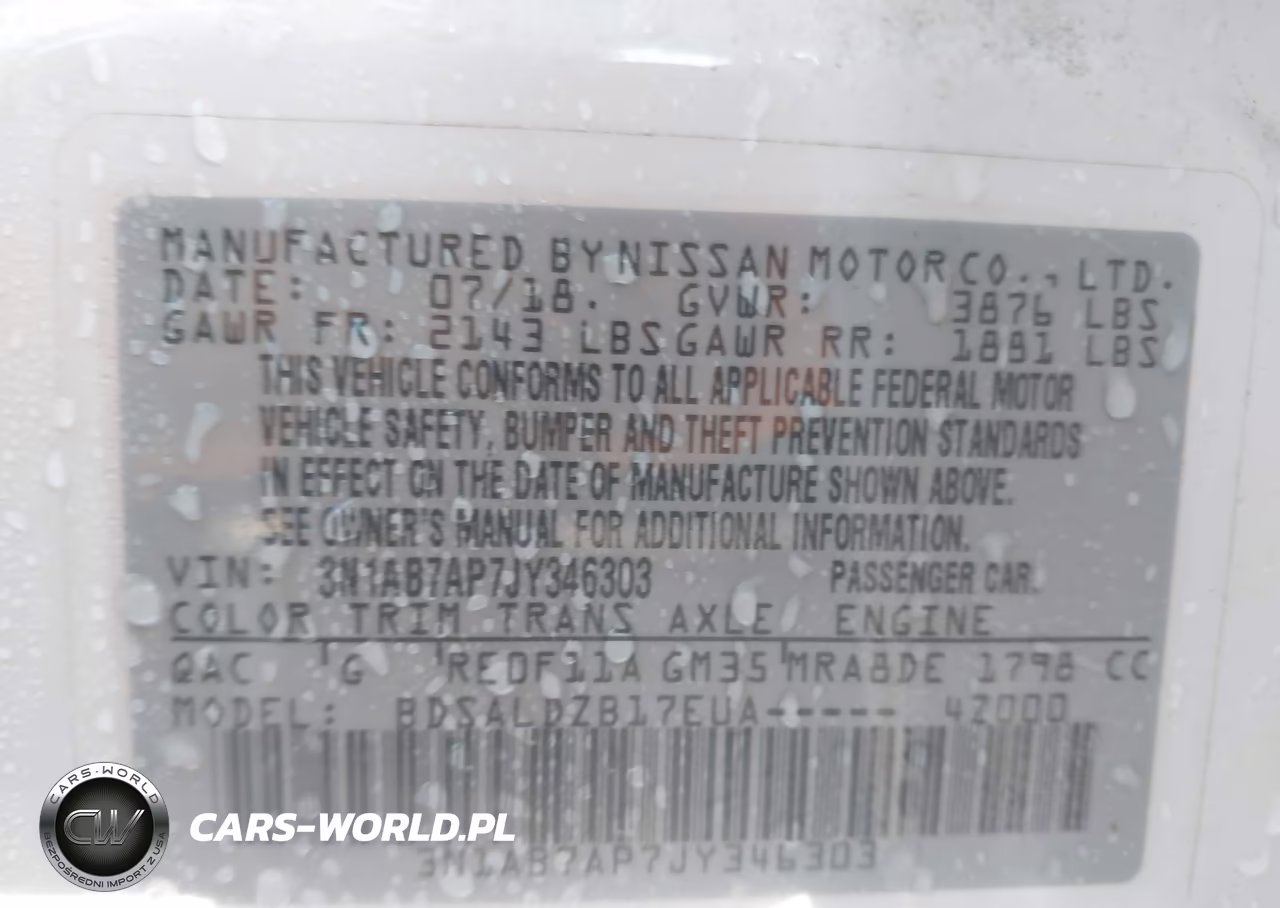 2018 Nissan Sentra Sv VIN:3N1AB7AP7JY346303 - 9