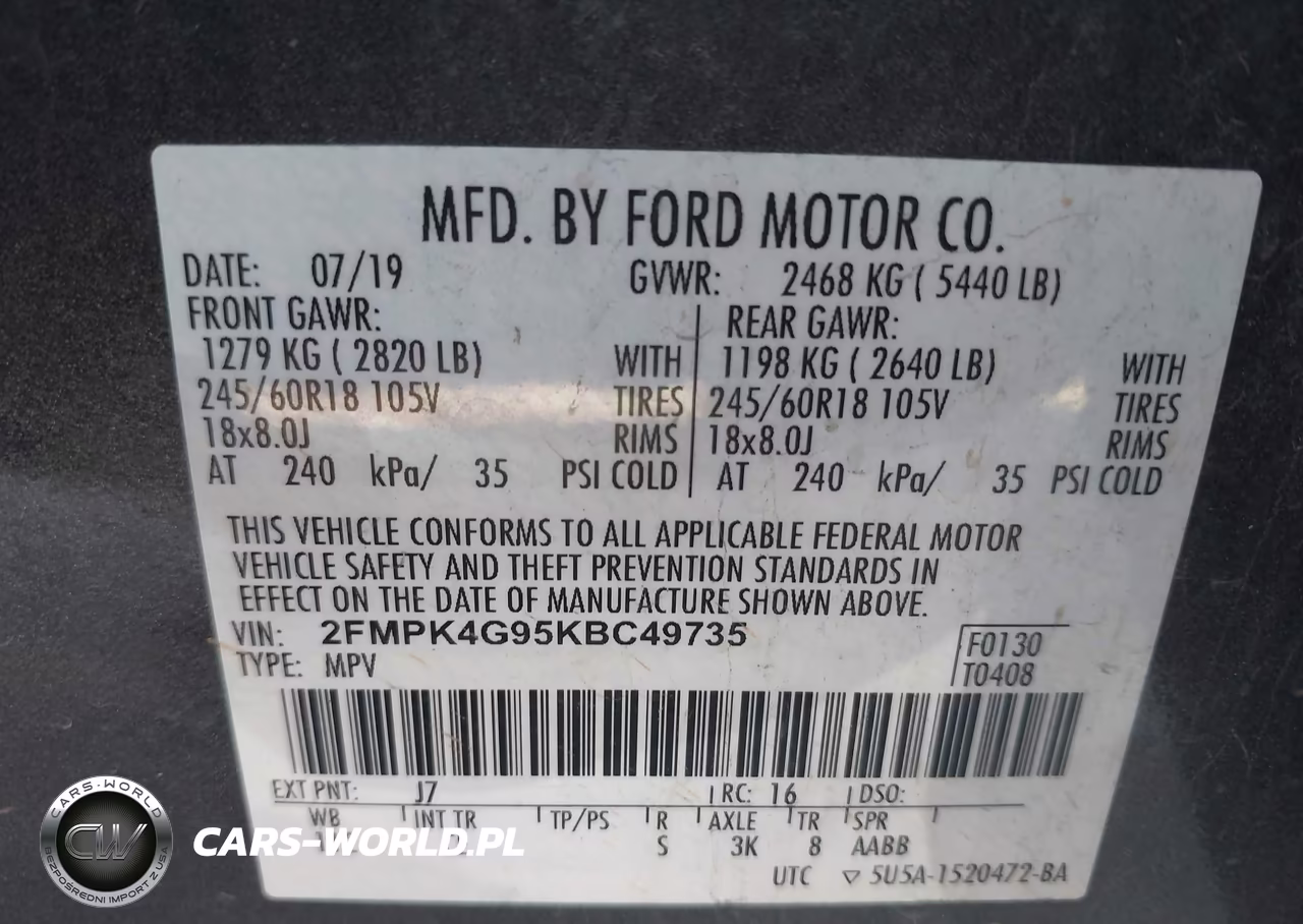 2019 Ford Edge Se VIN:2FMPK4G95KBC49735 - 9