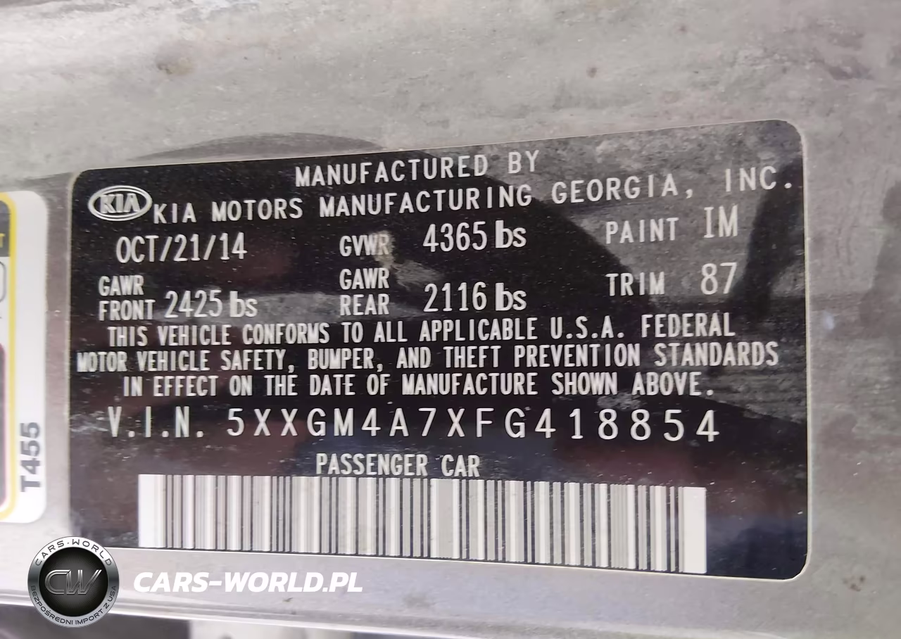 2015 Kia Optima Lx VIN:5XXGM4A7XFG418854 - 7