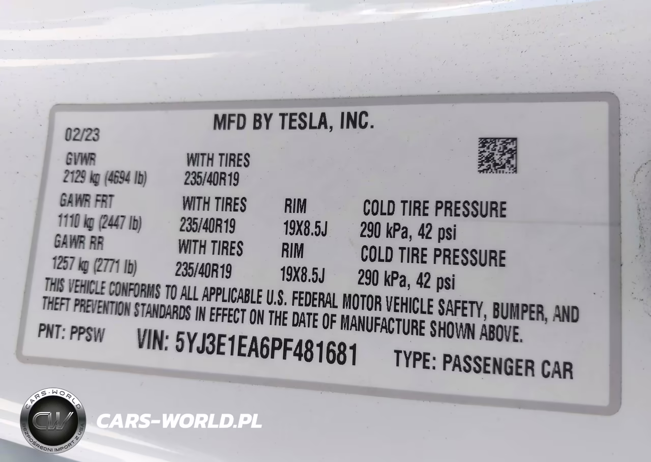 2023 Tesla Model 3 Rear-Wheel Drive VIN:5YJ3E1EA6PF481681 - 9