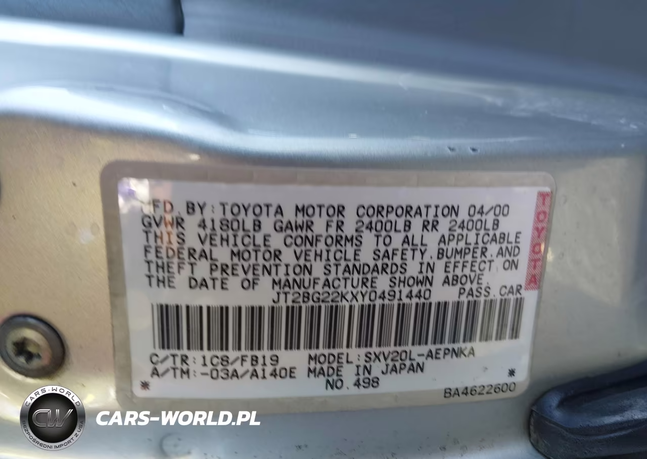 2000 Toyota Camry Le VIN:JT2BG22KXY0491440 - 9