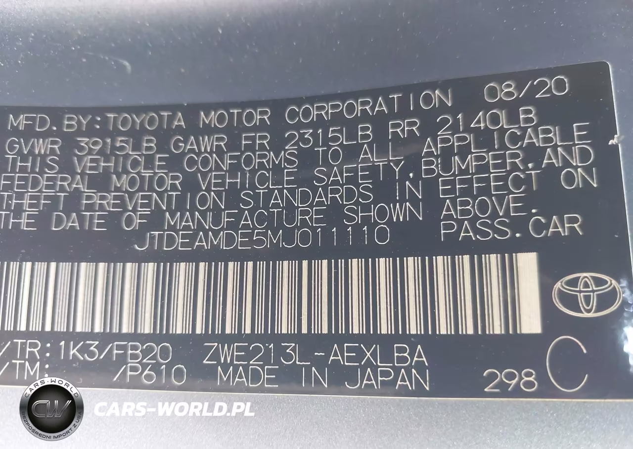 2021 Toyota Corolla Hybrid Le VIN:JTDEAMDE5MJ011110 - 9