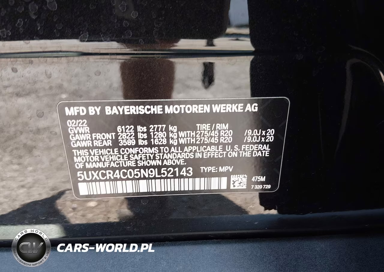 2022 BMW X5 Sdrive40I VIN:5UXCR4C05N9L52143 - 7