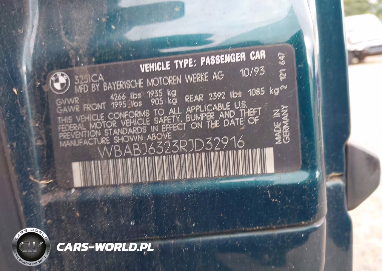1994 BMW 325 Ic Automatic VIN:WBABJ6323RJD32916 - 9