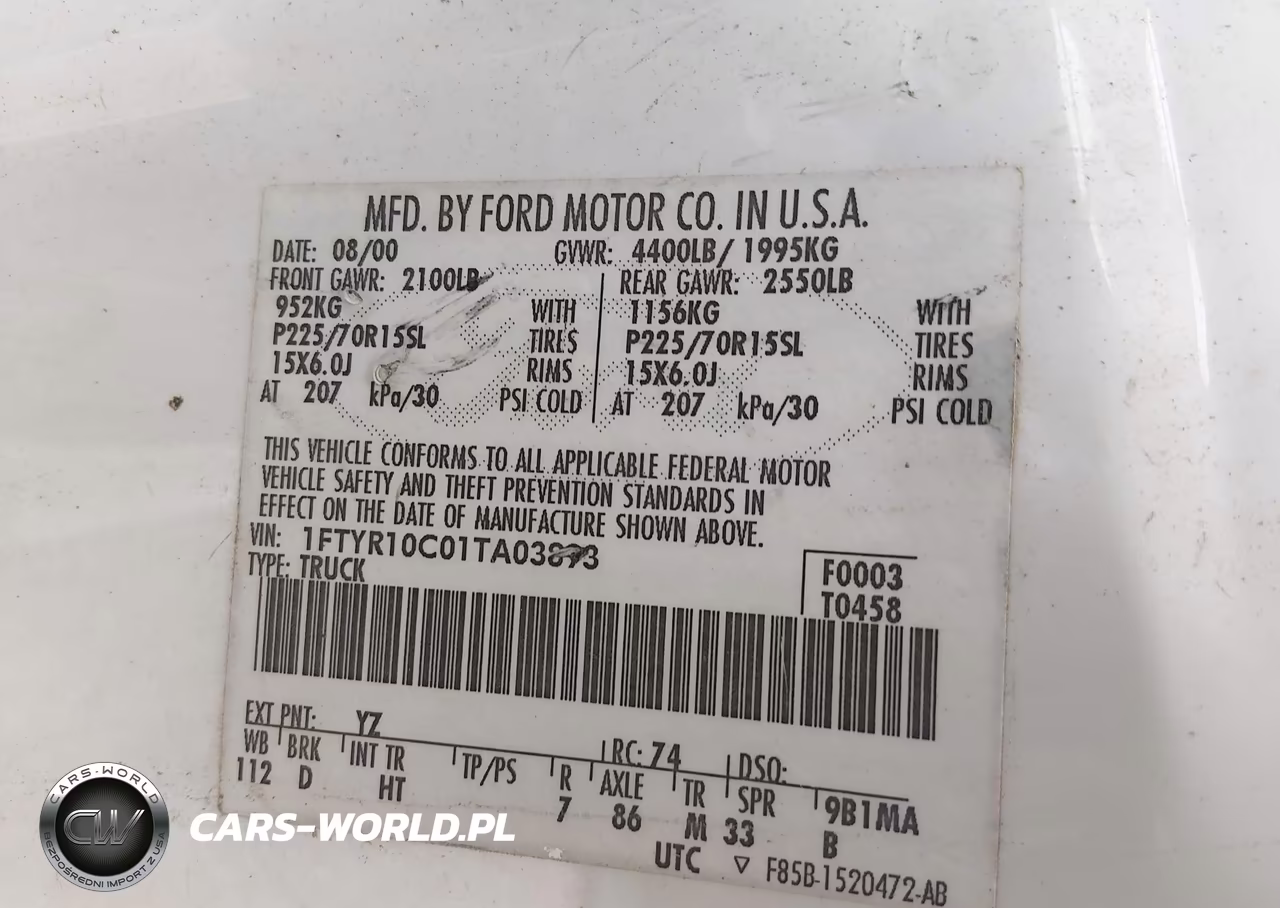 2001 Ford Ranger Xl-Xlt VIN:1FTYR10C01TA03893 - 9