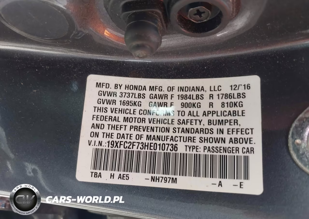 2017 Honda Civic Ex VIN:19XFC2F73HE010736 - 9