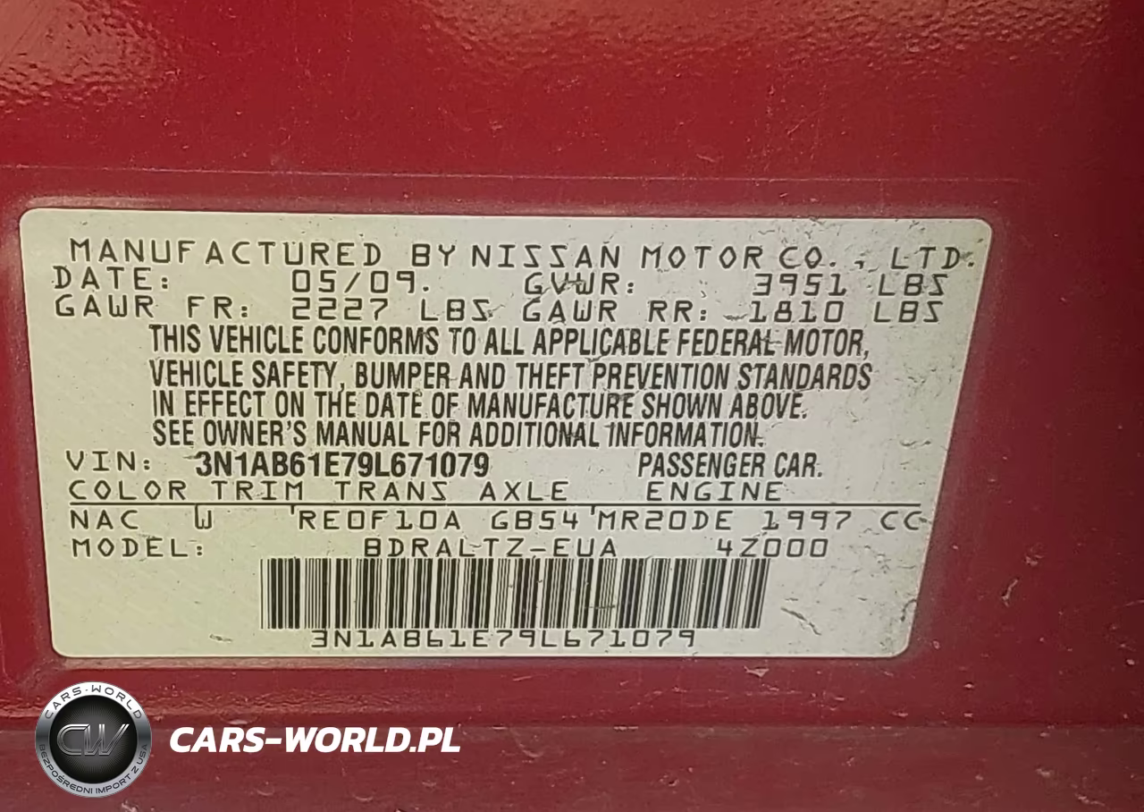 2009 Nissan Sentra 2.0S VIN:3N1AB61E79L671079 - 9