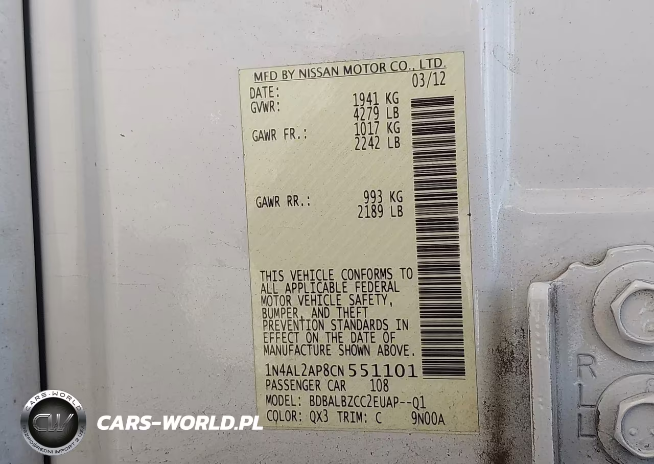 2012 Nissan Altima 2.5 S VIN:1N4AL2AP8CN551101 - 9