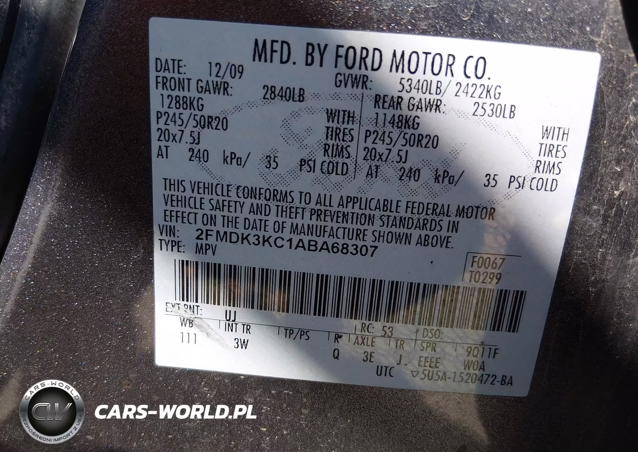 2010 Ford Edge Limited VIN:2FMDK3KC1ABA68307 - 9
