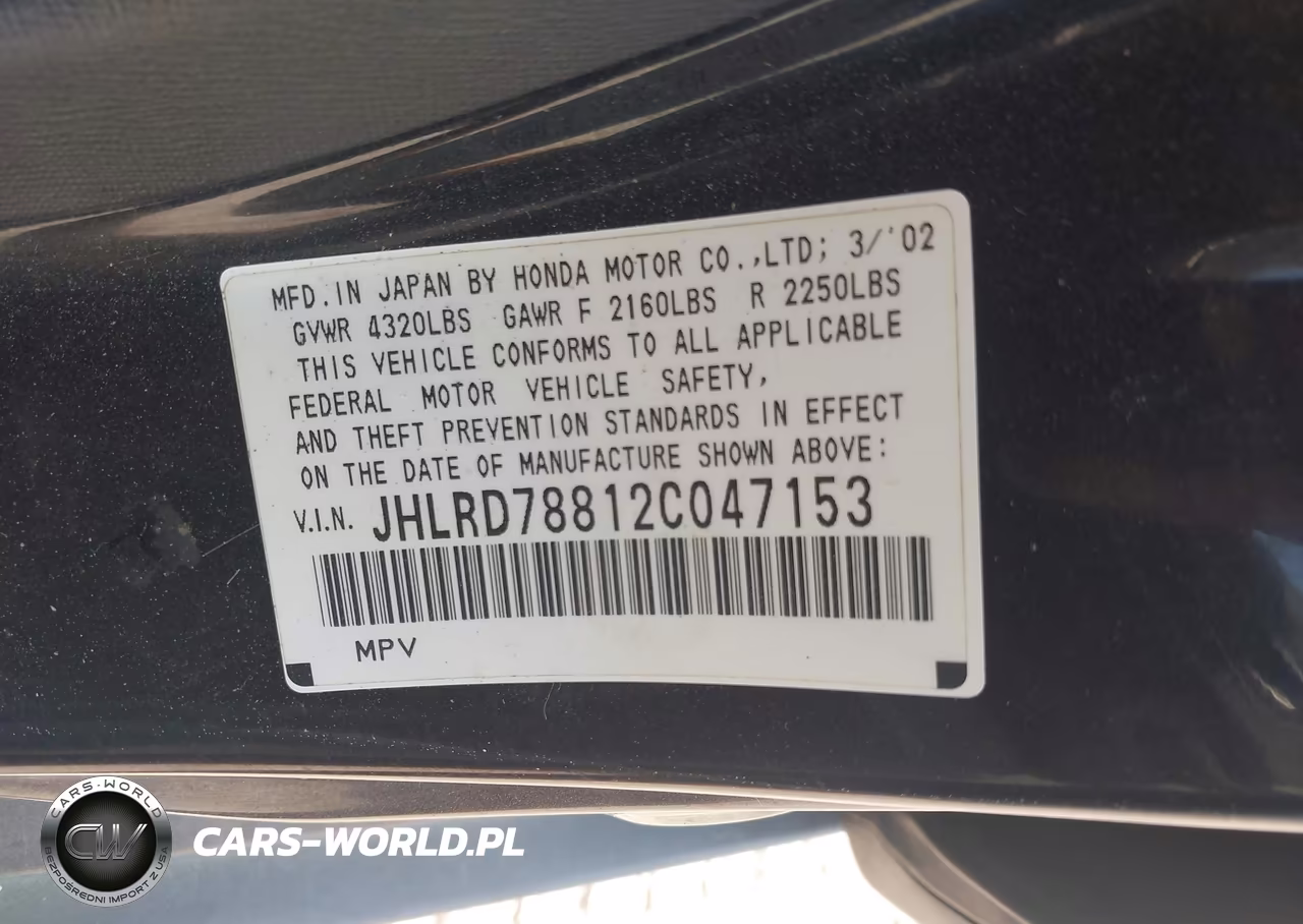 2002 Honda Cr-V Ex VIN:JHLRD78812C047153 - 9