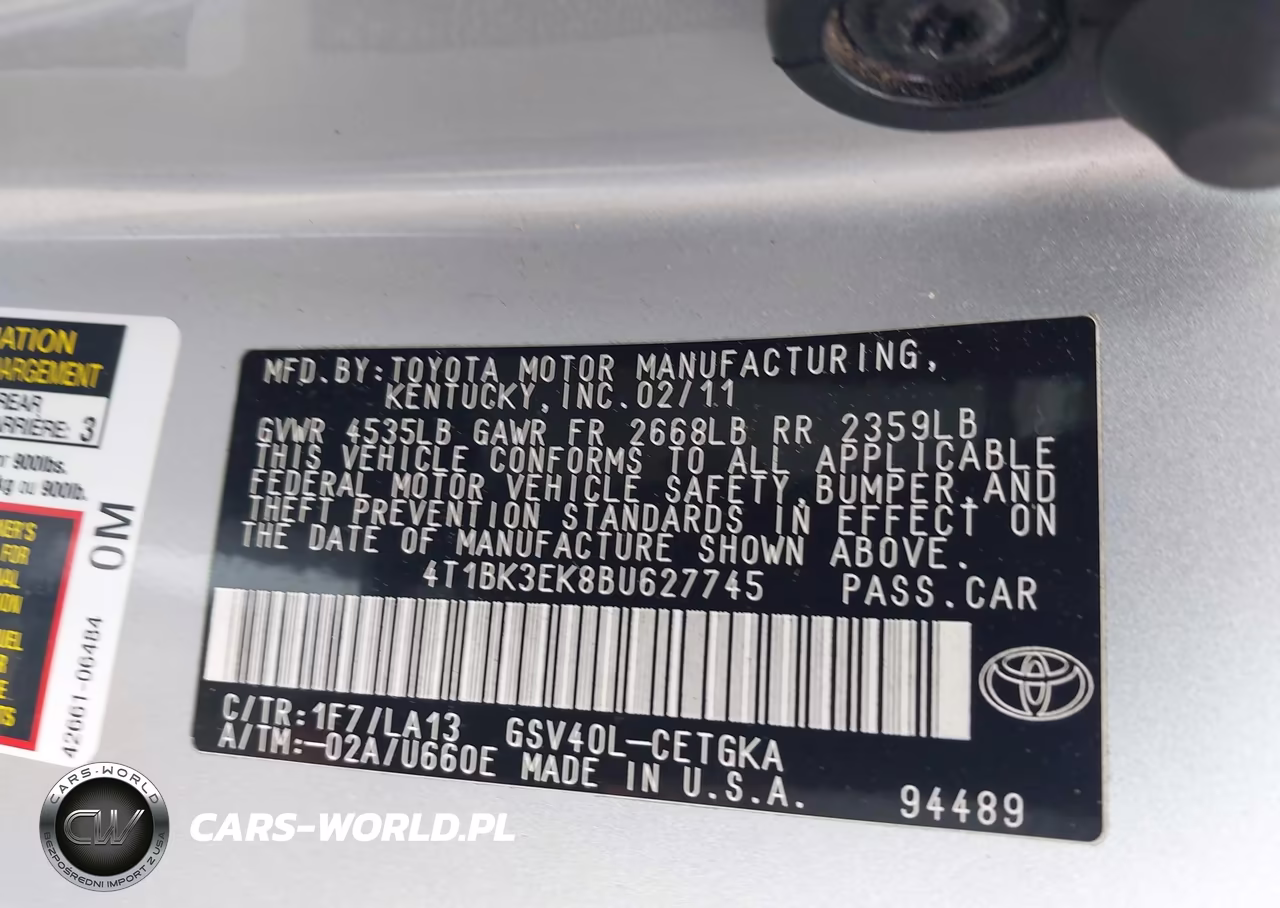 2011 Toyota Camry Xle V6 VIN:4T1BK3EK8BU627745 - 9