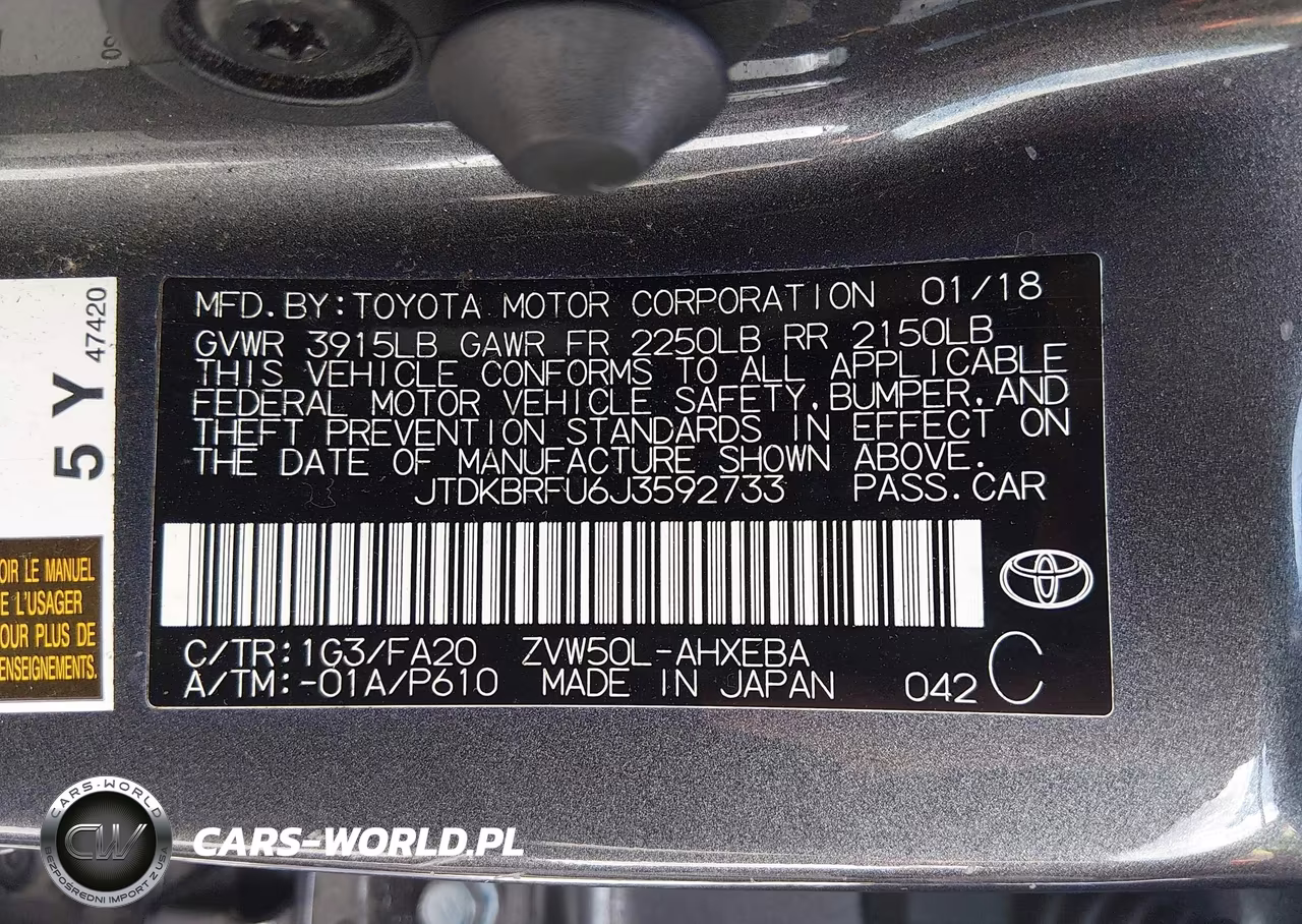 2018 Toyota Prius Two VIN:JTDKBRFU6J3592733 - 9