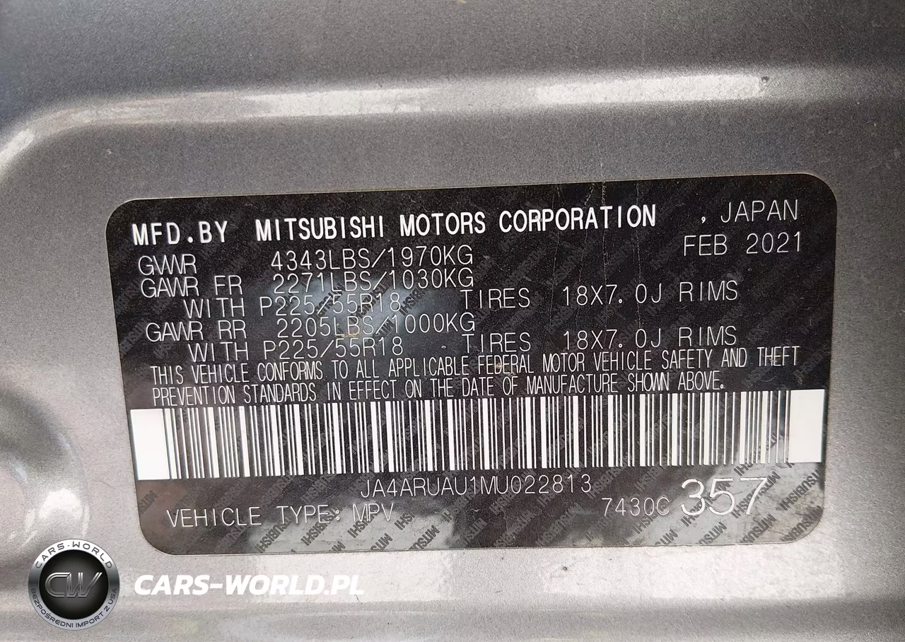 2021 Mitsubishi Outlander Sport 2.0 Be Awc-2.0 Es Awc-2.0 Le Awc-2.0 Se Awc VIN:JA4ARUAU1MU022813 - 9