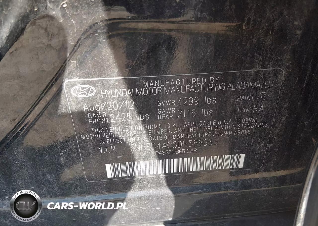 2013 Hyundai Sonata Gls VIN:5NPEB4AC5DH586963 - 9