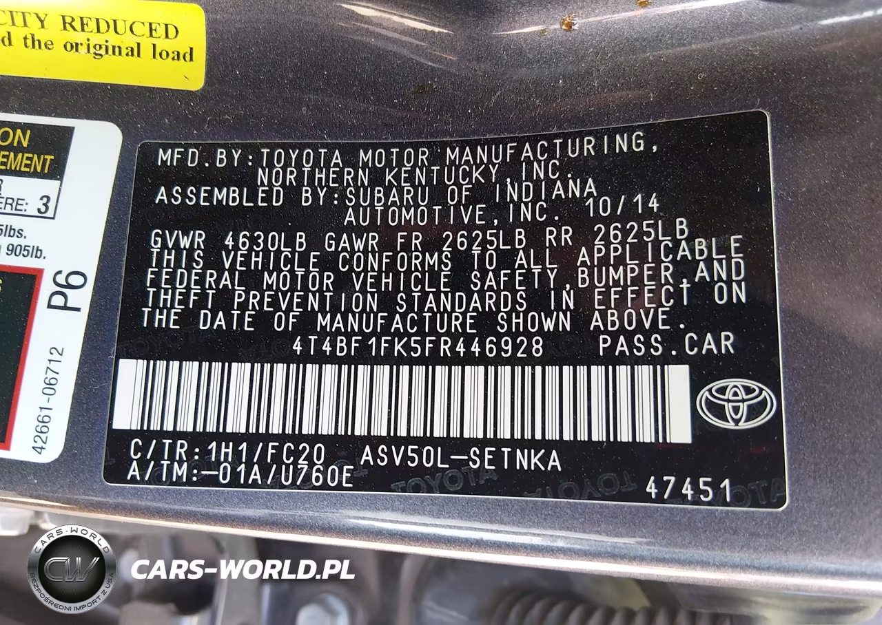 2015 Toyota Camry Le VIN:4T4BF1FK5FR446928 - 9