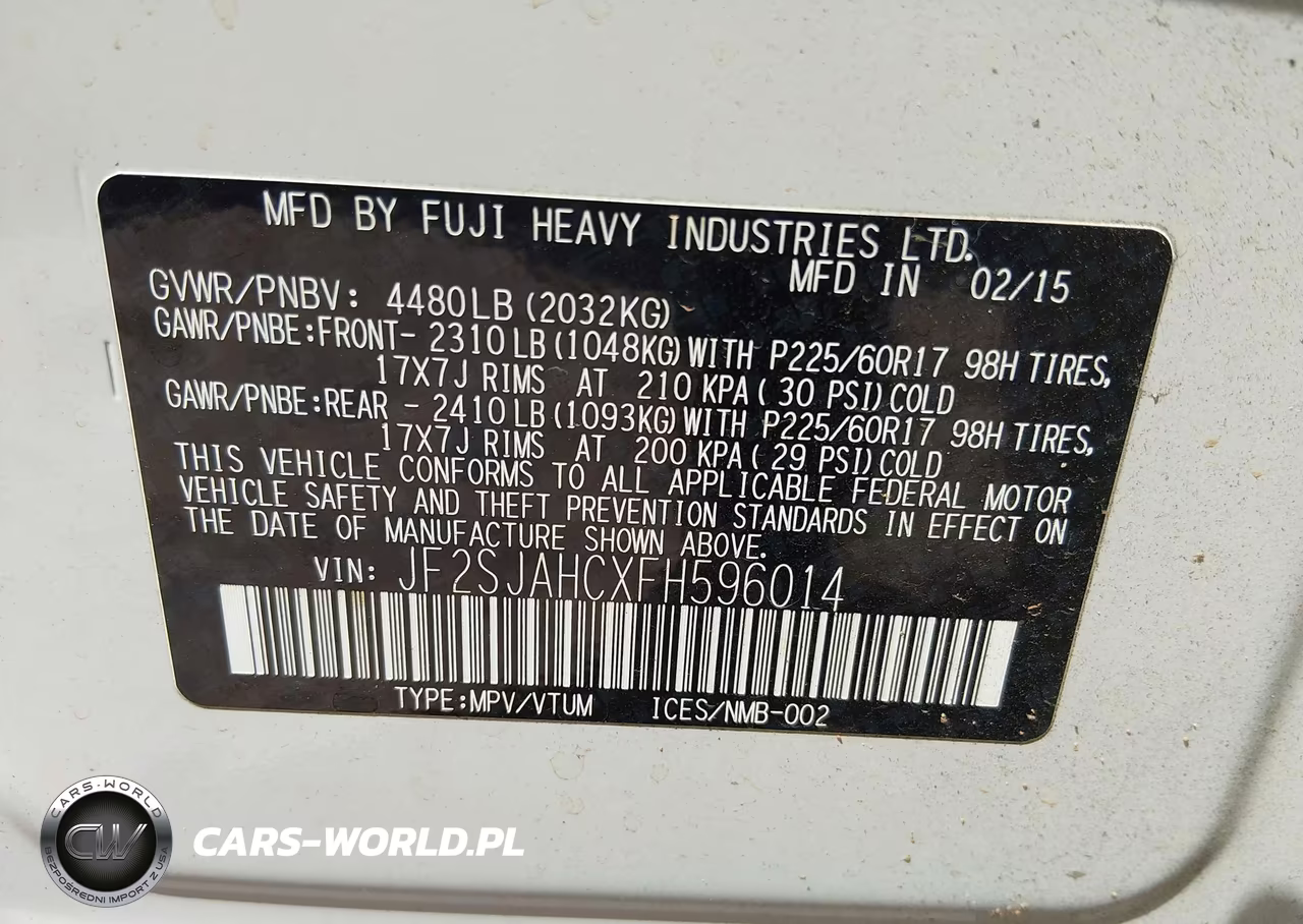 2015 Subaru Forester 2.5I Limited VIN:JF2SJAHCXFH596014 - 9