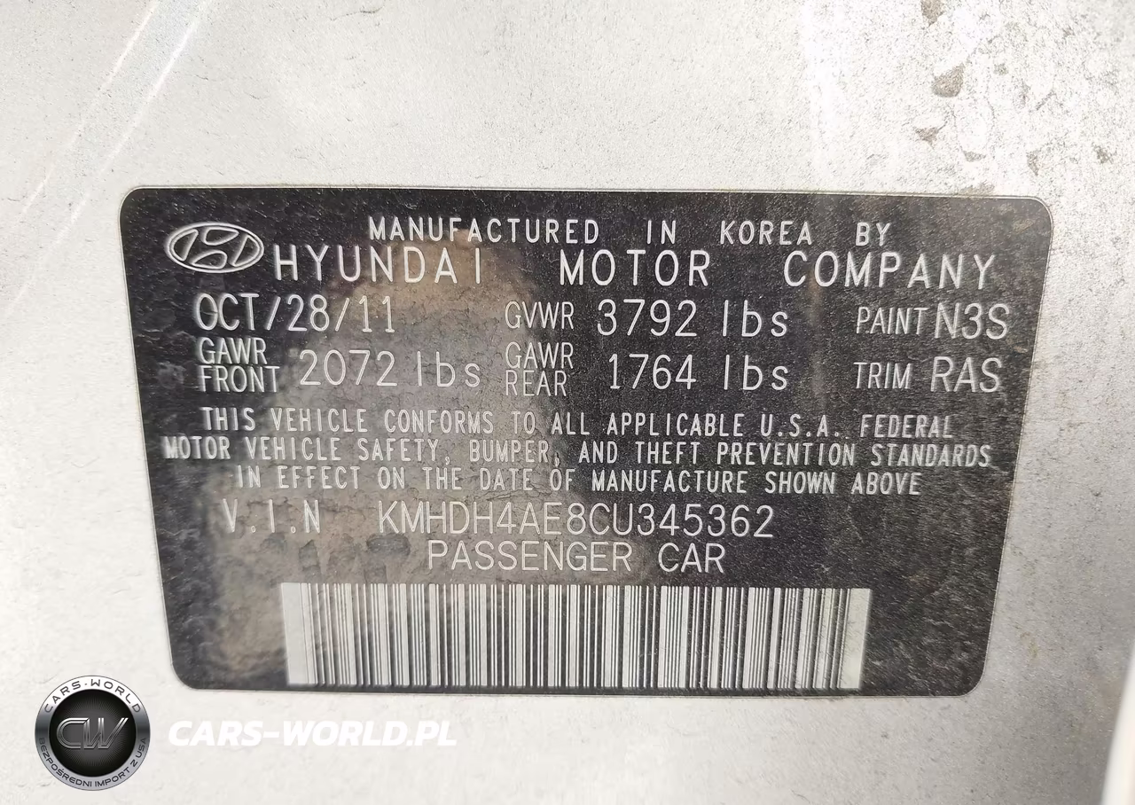 2012 Hyundai Elantra Gls (Ulsan Plant) VIN:KMHDH4AE8CU345362 - 9