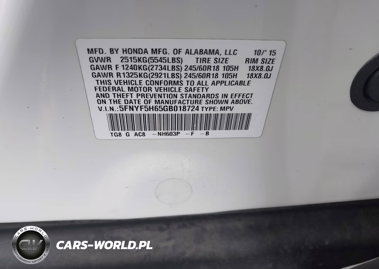 2016 Honda Pilot Ex-L VIN:5FNYF5H65GB018724 - 9