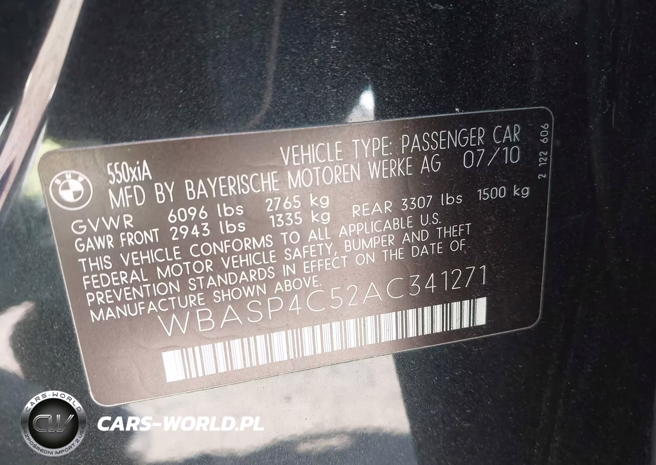 2010 BMW 550I Gran Turismo xDrive VIN:WBASP4C52AC341271 - 9