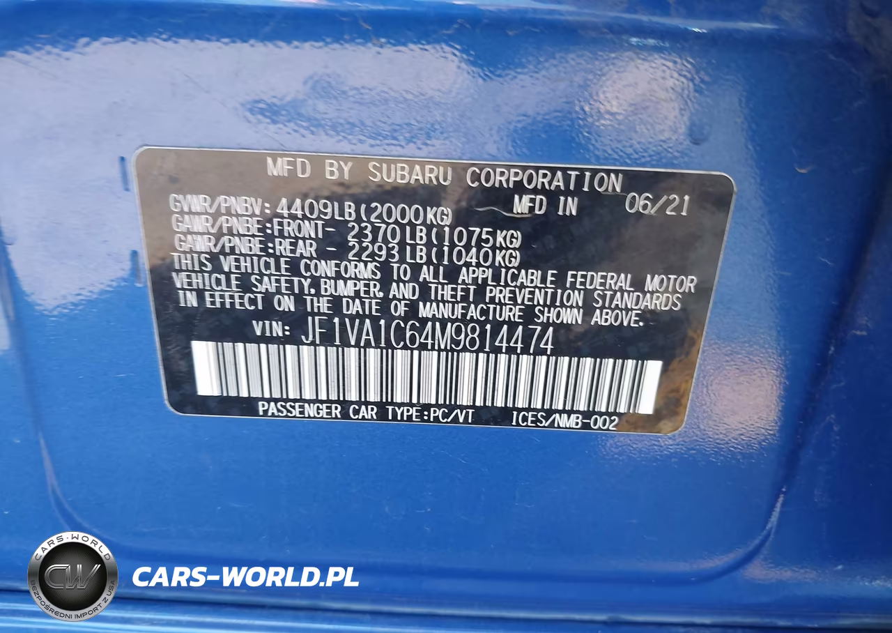 2021 Subaru Wrx Premium VIN:JF1VA1C64M9814474 - 9