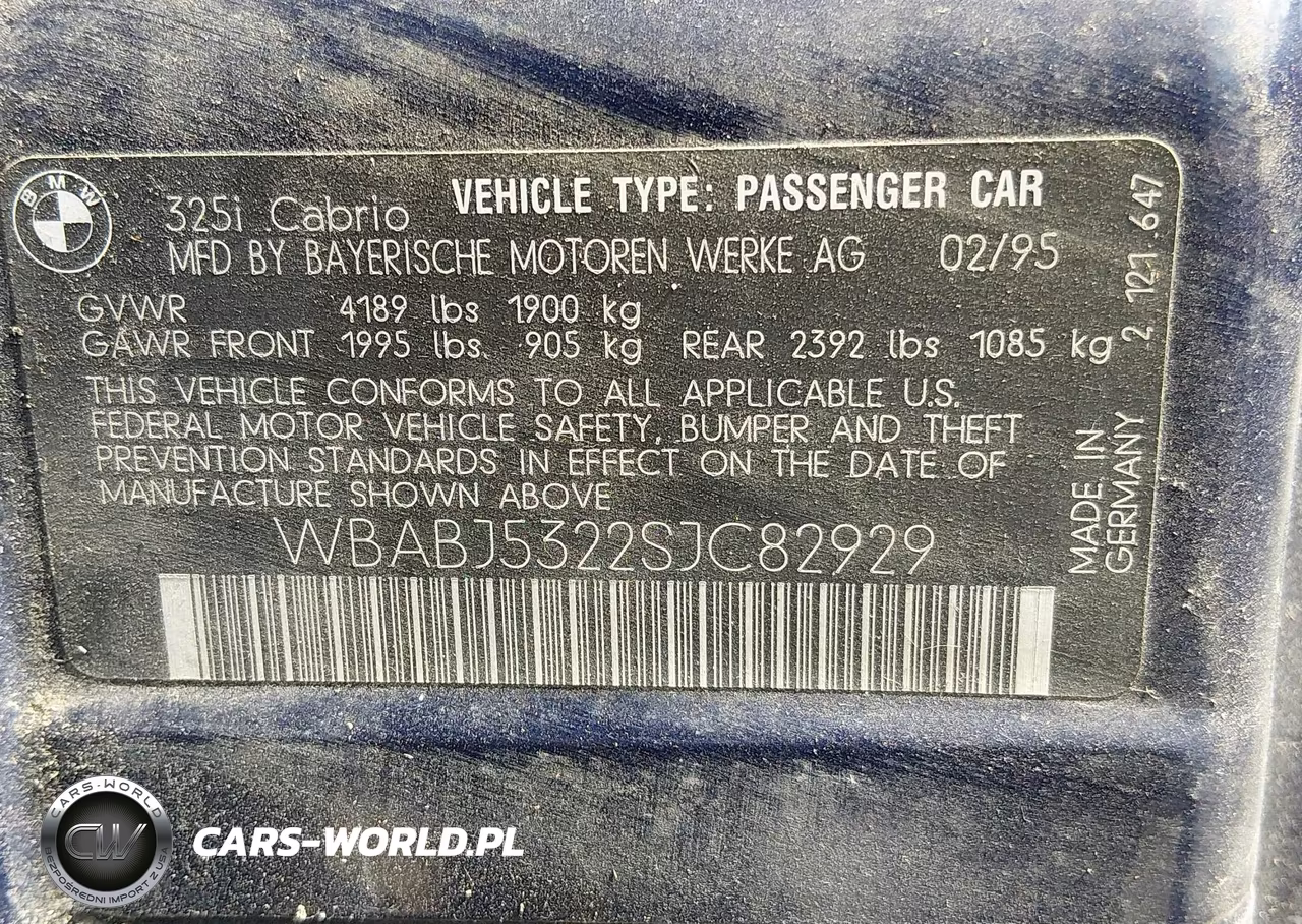 1995 BMW 325 Ic VIN:WBABJ5322SJC82929 - 9
