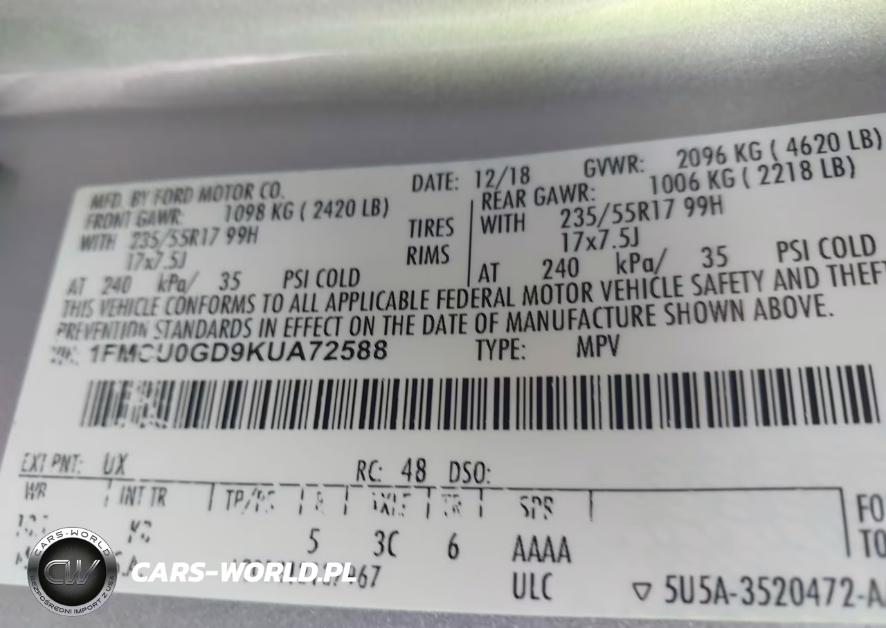 2019 Ford Escape Se VIN:1FMCU0GD9KUA72588 - 9