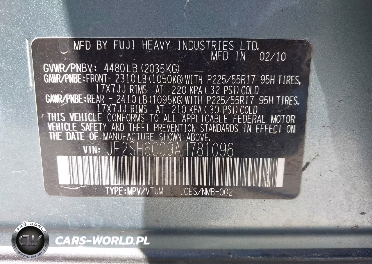 2010 Subaru Forester 2.5X Premium VIN:JF2SH6CC9AH781096 - 9