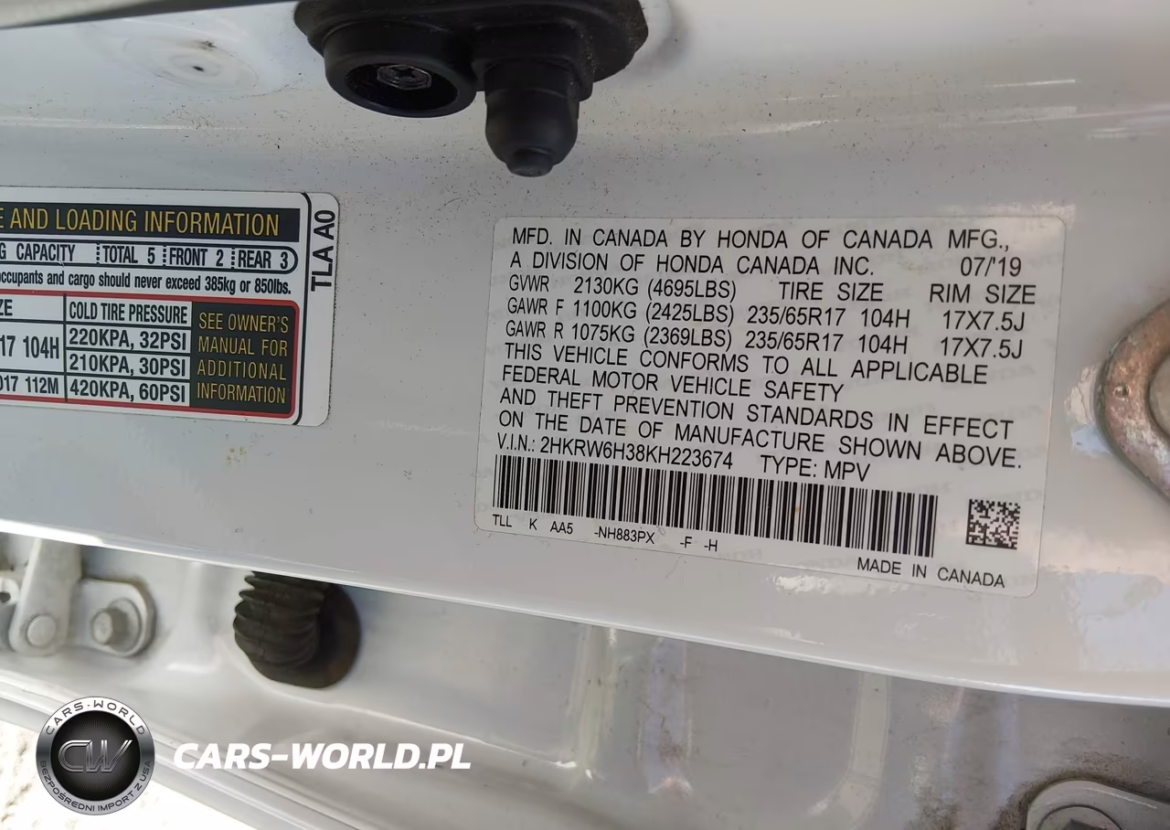 2019 Honda Cr-V Lx VIN:2HKRW6H38KH223674 - 9