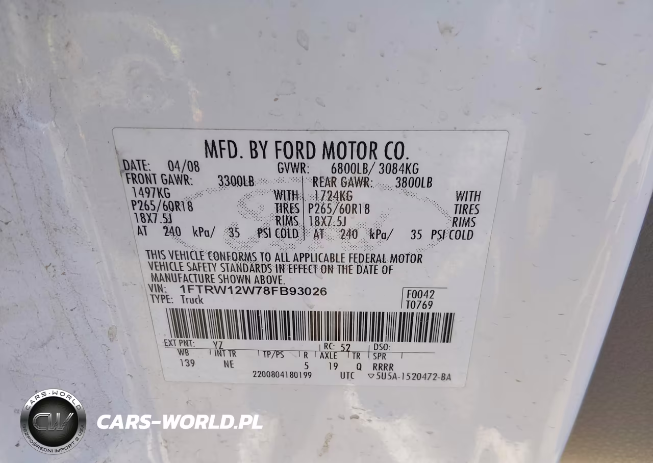 2008 Ford F-150 60Th Anniversary-Fx2-Xl-Xlt VIN:1FTRW12W78FB93026 - 9