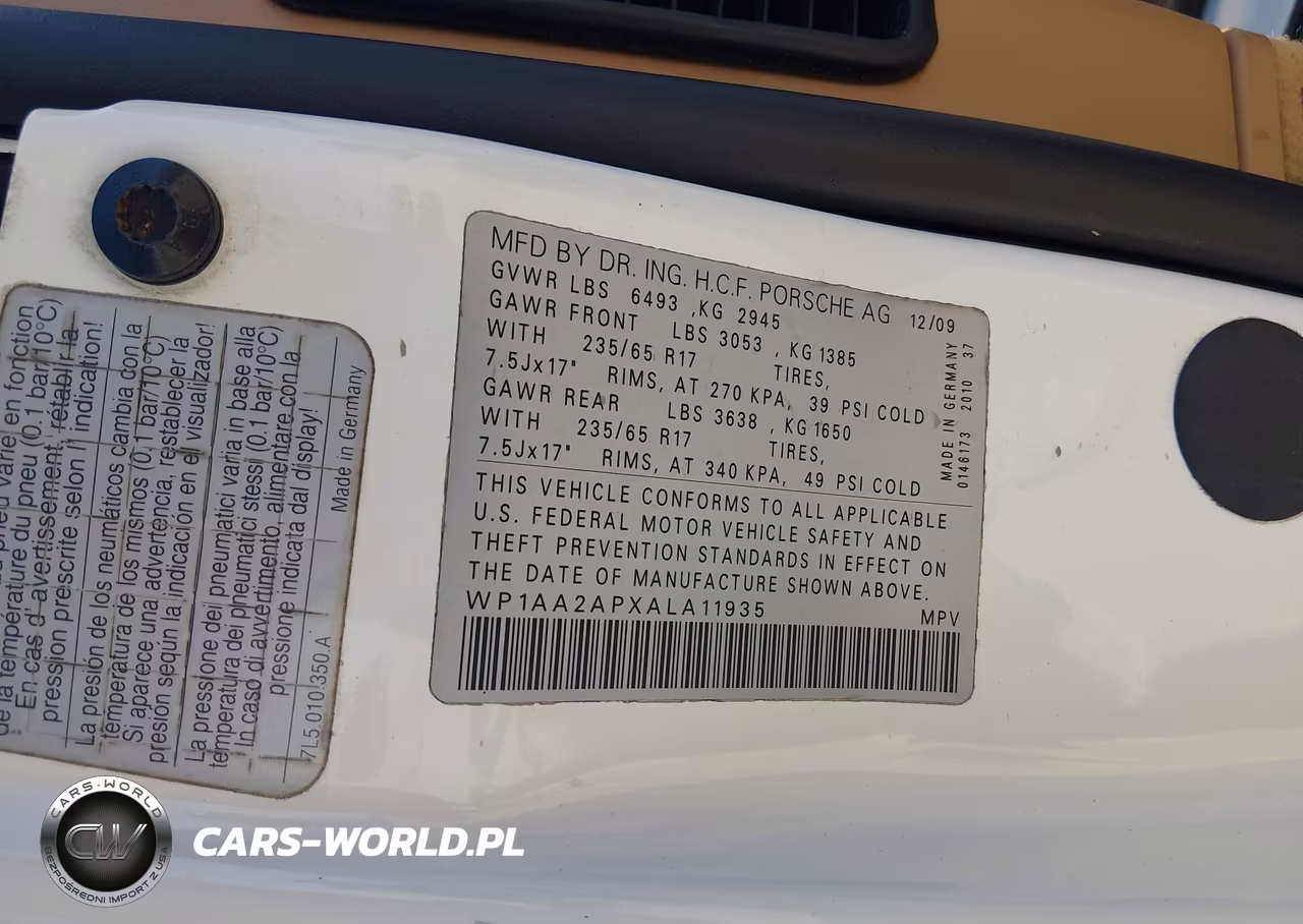 2010 Porsche Cayenne VIN:WP1AA2APXALA11935 - 9