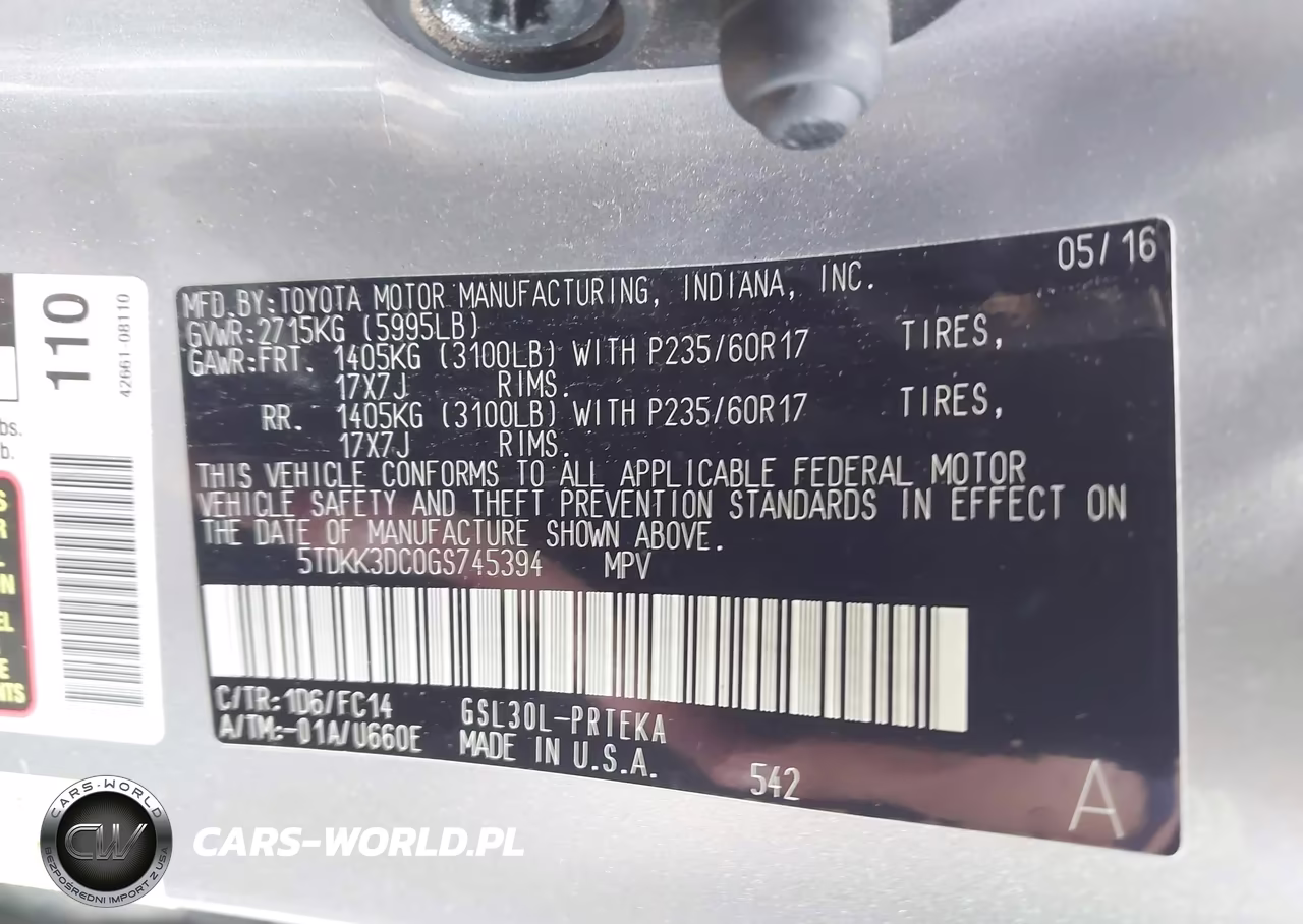 2016 Toyota Sienna Le 8 Passenger VIN:5TDKK3DC0GS745394 - 9