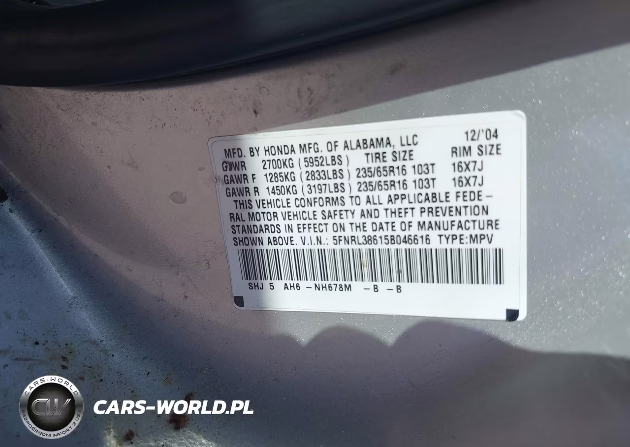 2005 Honda Odyssey Ex-L VIN:5FNRL38615B046616 - 9