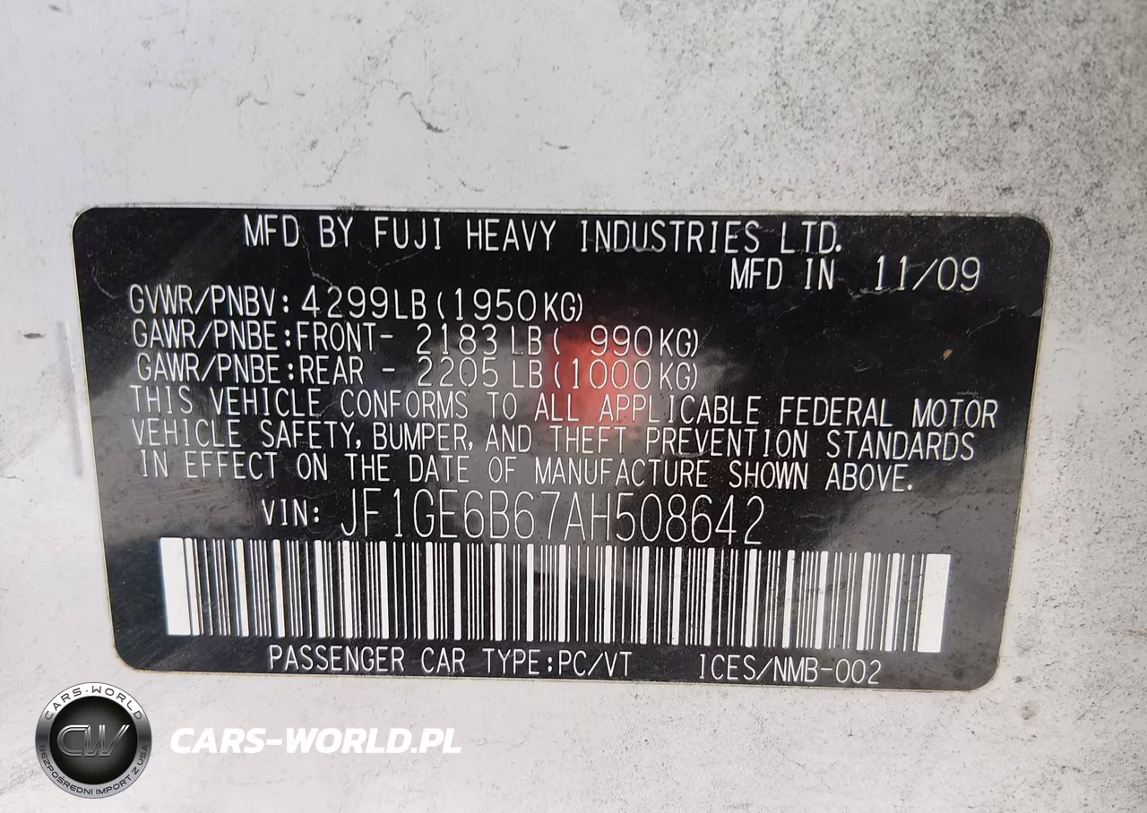 2010 Subaru Impreza 2.5I Premium VIN:JF1GE6B67AH508642 - 9