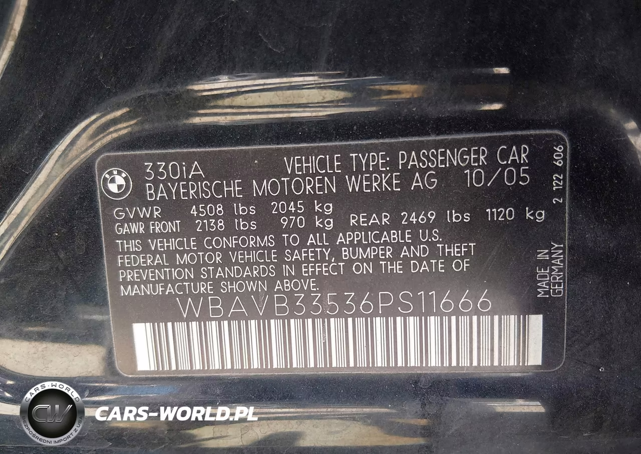 2006 BMW 330I VIN:WBAVB33536PS11666 - 9