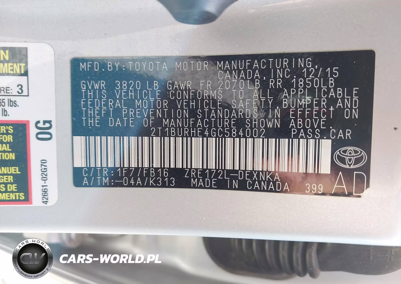 2016 Toyota Corolla Le VIN:2T1BURHE4GC584002 - 9