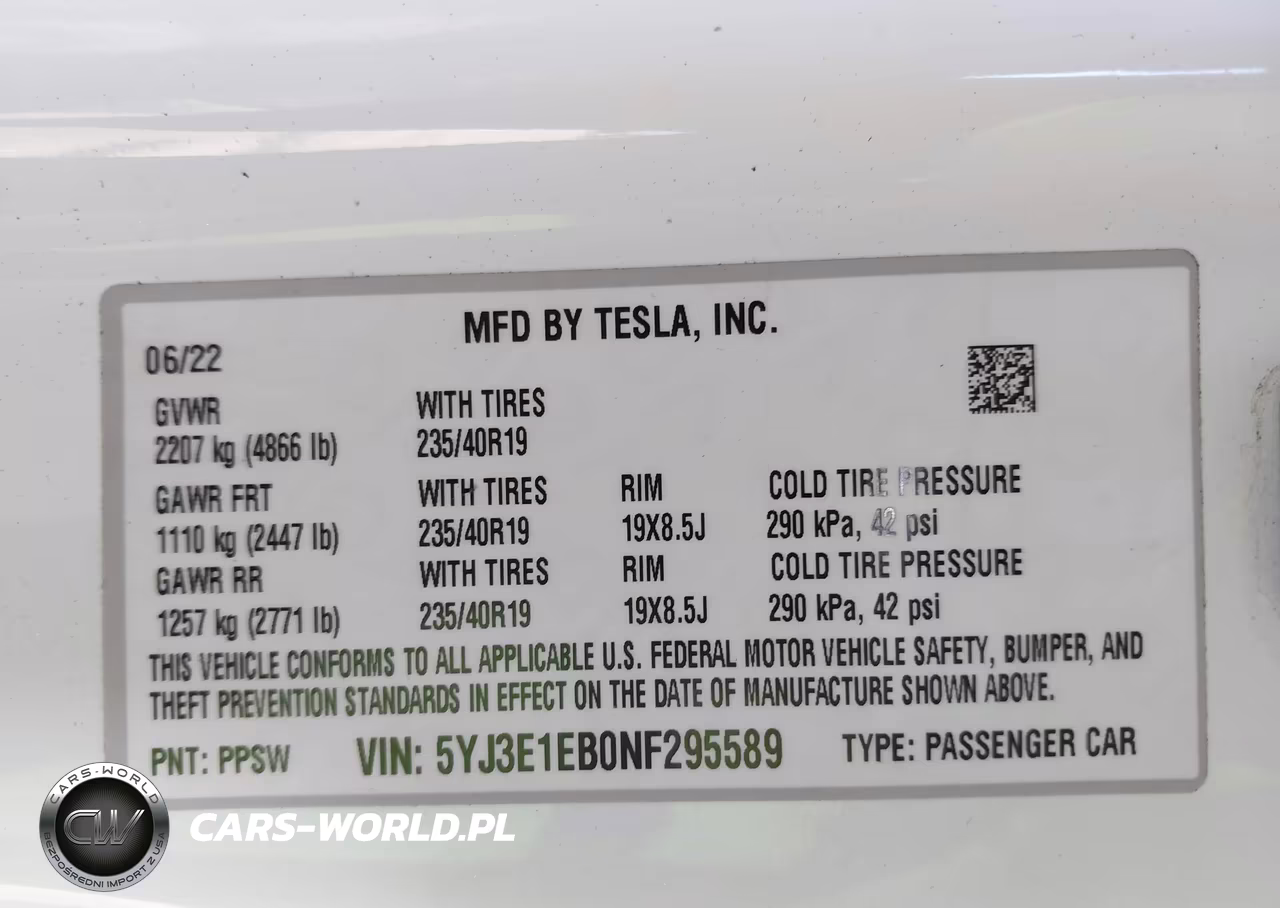2022 Tesla Model 3 Long Range Dual Motor All-Wheel Drive VIN:5YJ3E1EB0NF295589 - 9