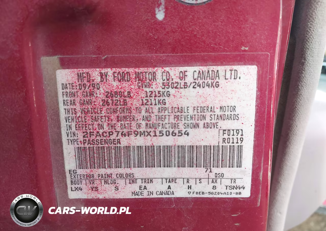 1991 Ford Crown Victoria Lx VIN:2FACP74F9MX150654 - 9