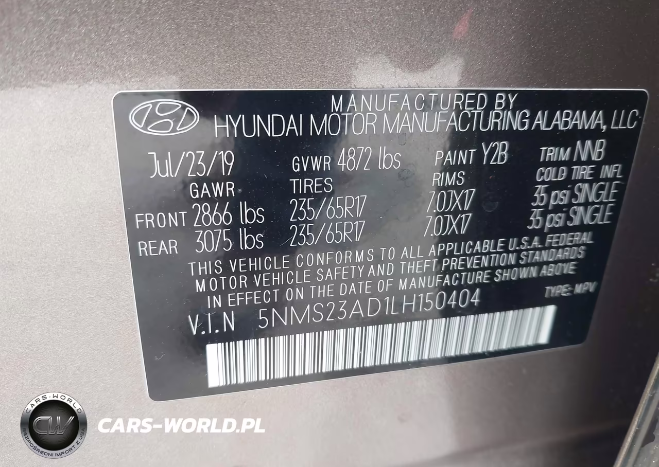 2020 Hyundai Santa Fe Se VIN:5NMS23AD1LH150404 - 9