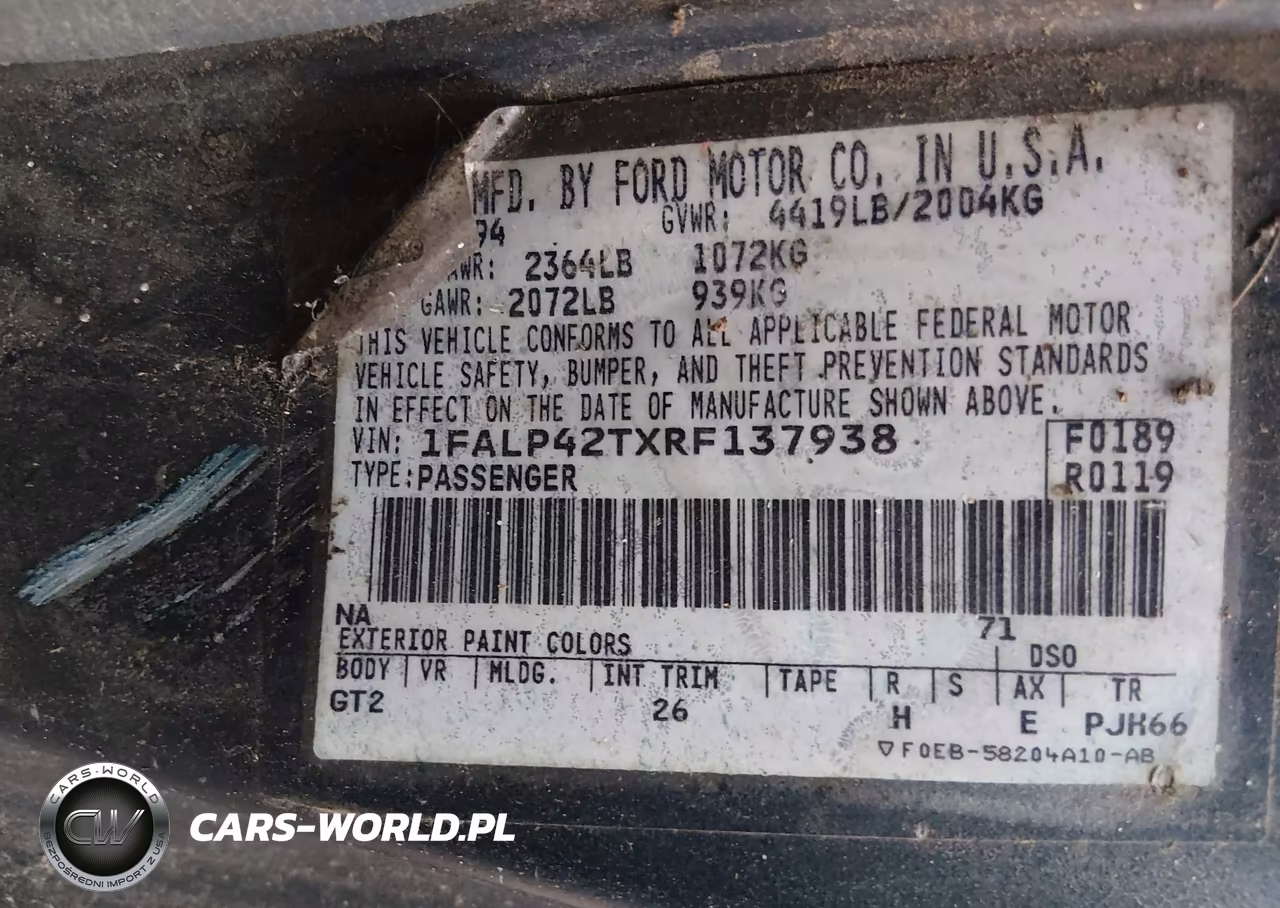 1994 Ford Mustang Gt VIN:1FALP42TXRF137938 - 9
