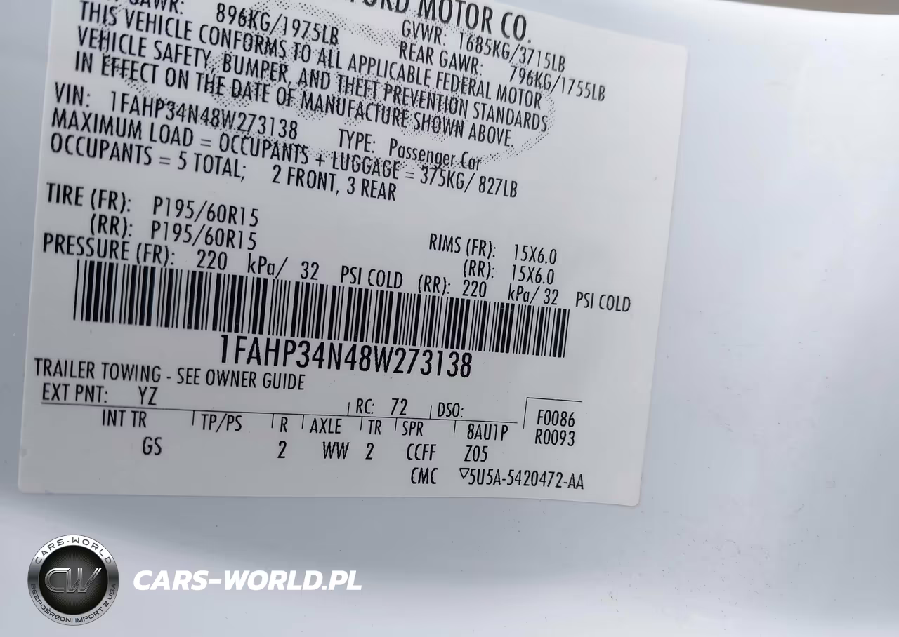 2008 Ford Focus S VIN:1FAHP34N48W273138 - 9