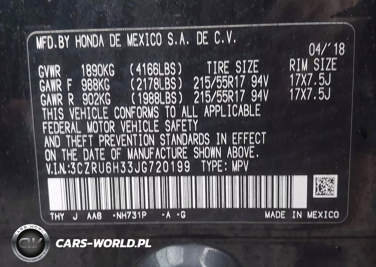 2018 Honda Hr-V Lx VIN:3CZRU6H33JG720199 - 9