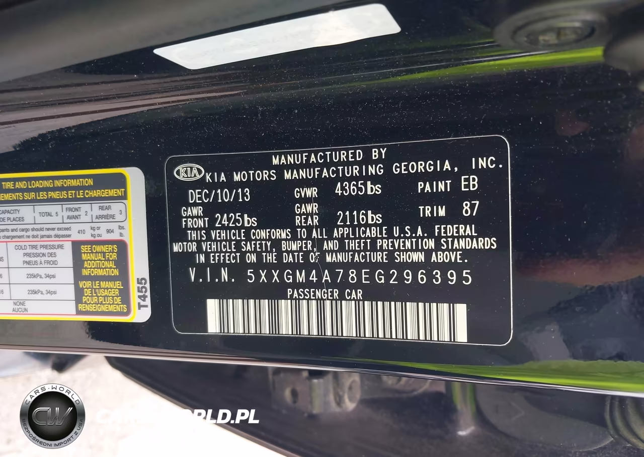 2014 Kia Optima Lx VIN:5XXGM4A78EG296395 - 9