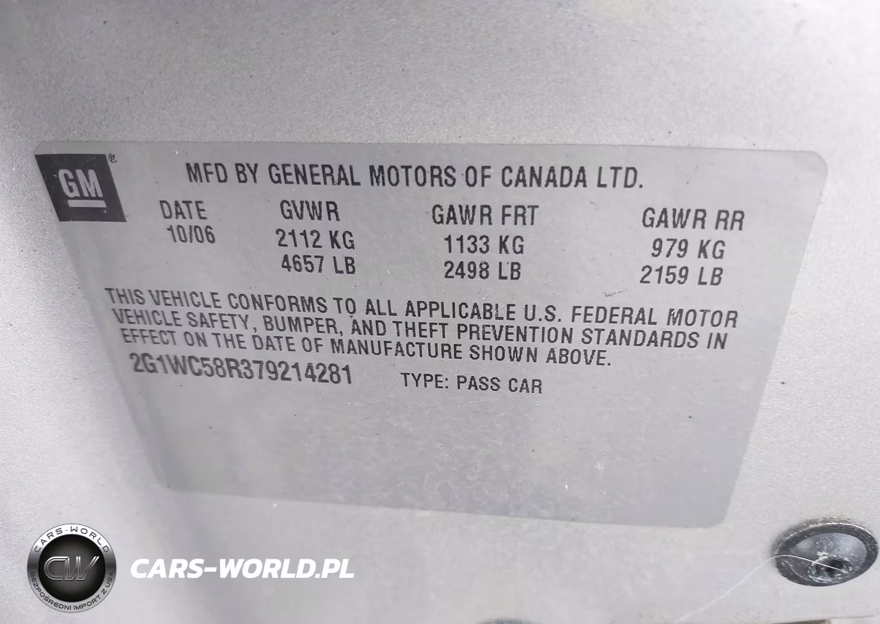 2007 Chevrolet Impala Lt VIN:2G1WC58R379214281 - 9