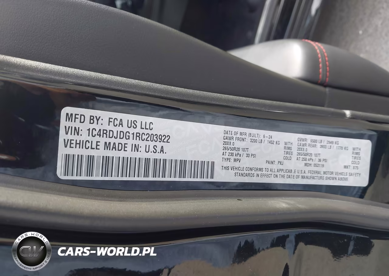 2024 Dodge Durango Gt VIN:1C4RDJDG1RC203922 - 9
