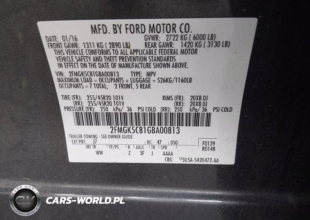 2016 FORD FLEX SEL VIN:2FMGK5C81GBA00813 - 9
