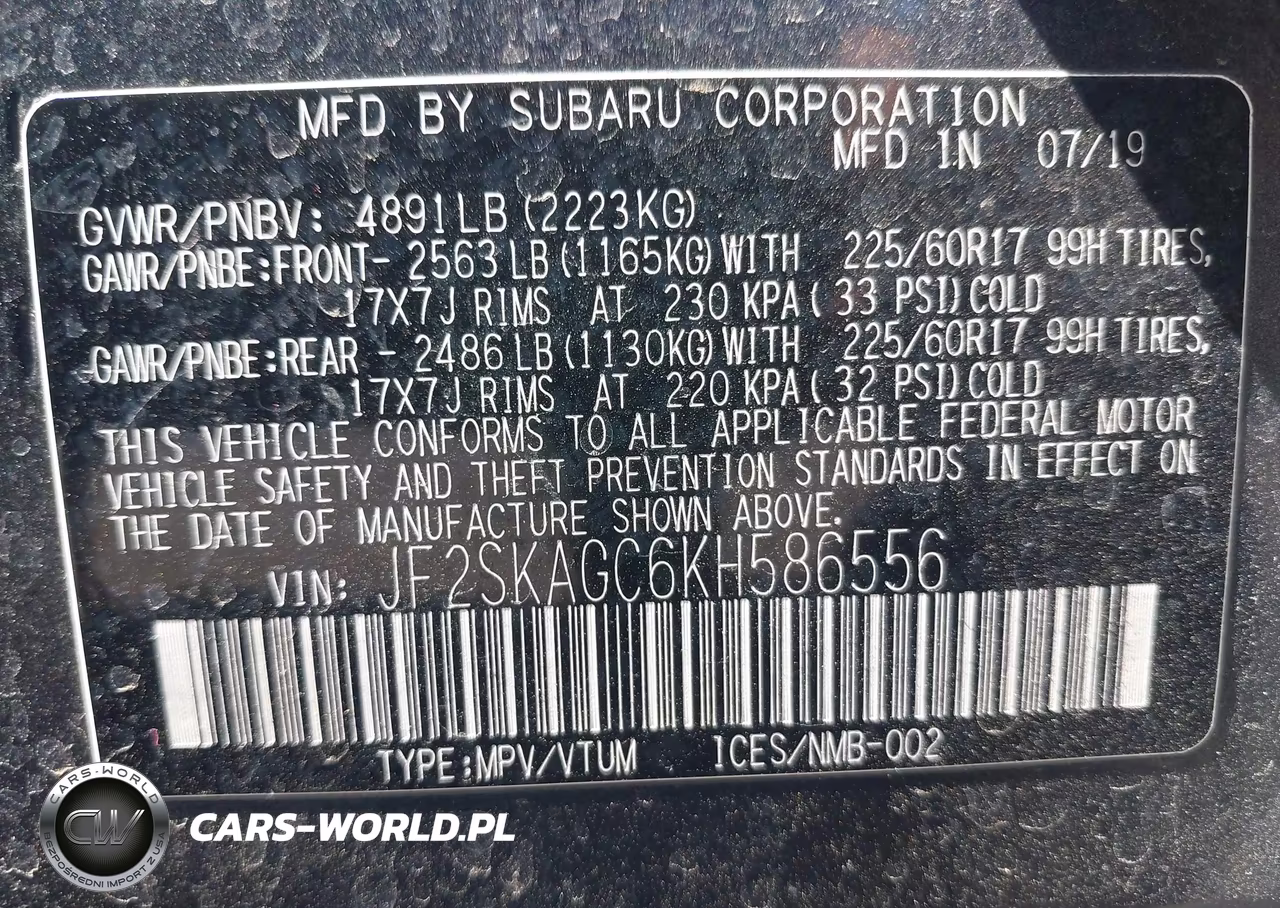 2019 Subaru Forester Premium VIN:JF2SKAGC6KH586556 - 9
