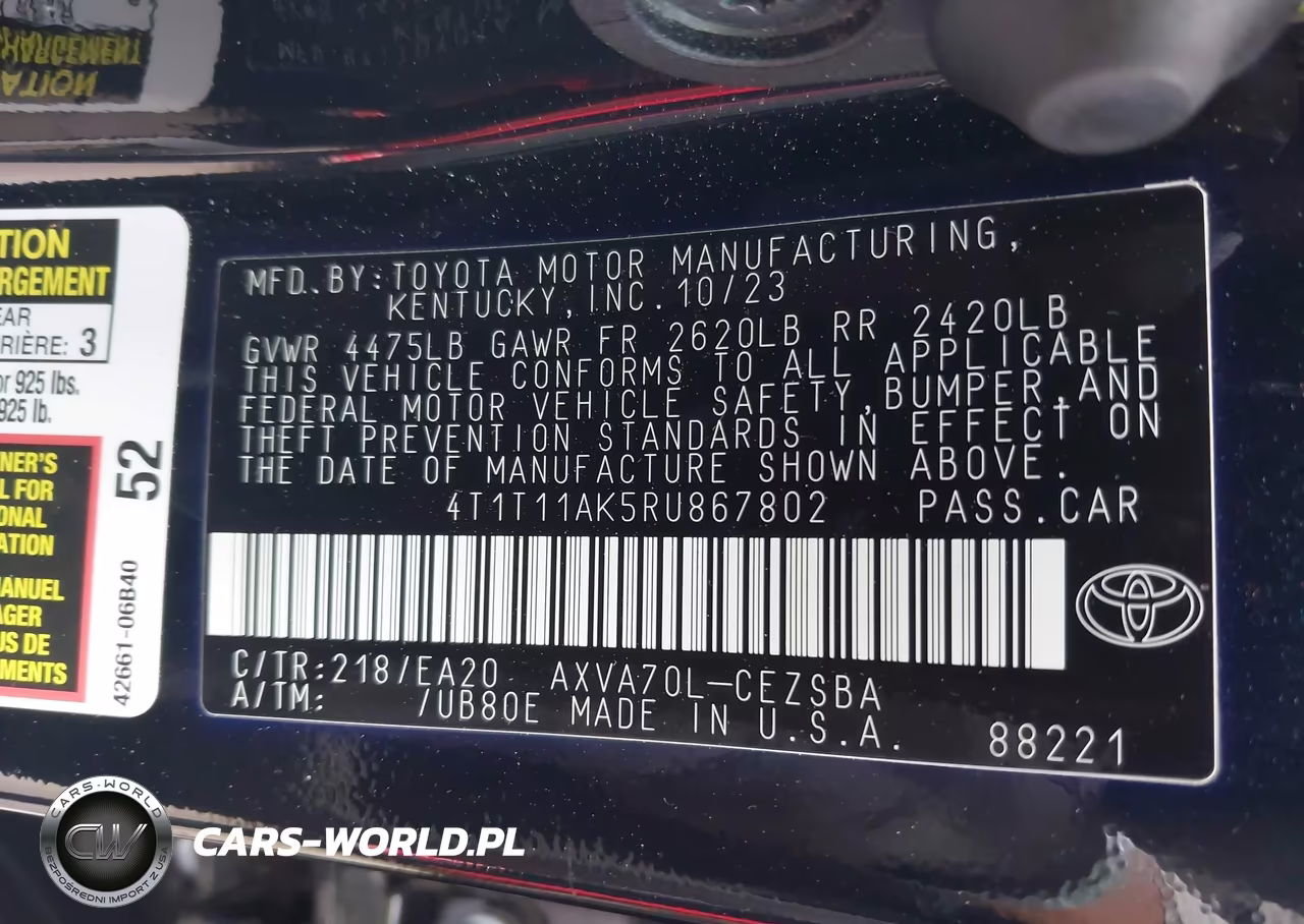 2024 Toyota Camry Se VIN:4T1T11AK5RU867802 - 9